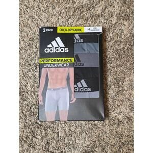 adidas Men's Long Boxer Brief Underwear (3-Pack), Onix Grey/Black/Grey, Medium